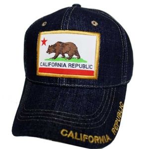 California Republic Embroidered Patch Denim Cap